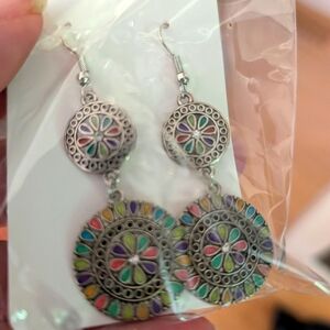 NWT Aztec Medallion Looking Hook Earrings